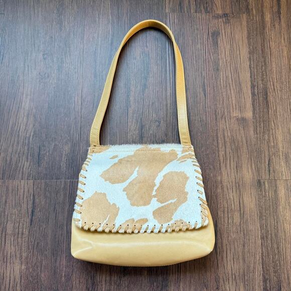 Rare Vintage Donald Pliner Cow Print Calf Hair Shoulder Bag - Picture 1 of 5